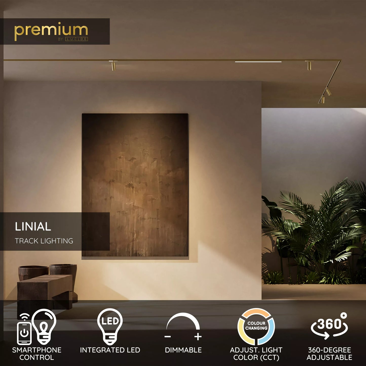 Lucide Premium LINIAL MOX - 1-Circuit lighting system/ Smart Rail Lighting - Smart - 48V Track - 1xLED -Champagne