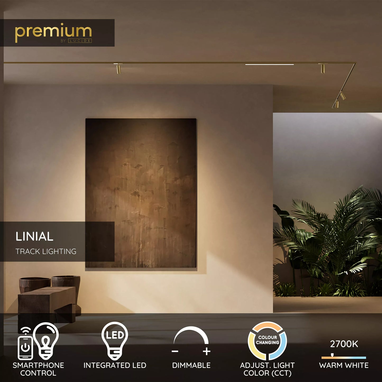 Lucide Premium LINIAL GLYXX - 1-Circuit lighting system/ Smart Rail Lighting - Smart - 48V Track - 1xLED -Champagne