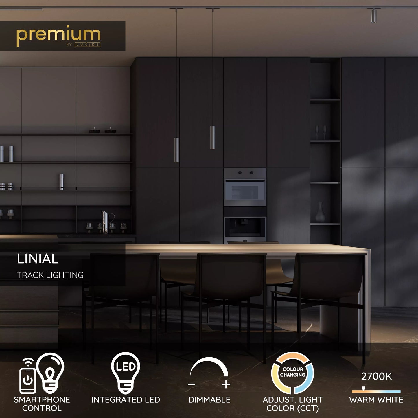 Lucide Premium LINIAL FIXXT - 1-Circuit lighting system/ Smart Rail Lighting - Smart - 48V Track - 1xLED - Satin Gun Metal