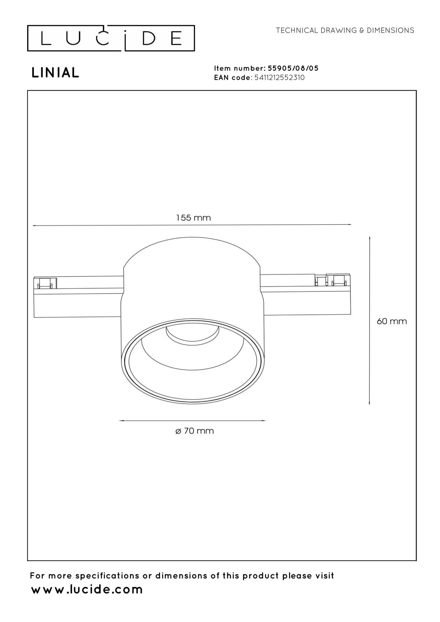 Lucide Premium LINIAL LUX - 1-Circuit lighting system/ Smart Rail Lighting - Smart - 48V Track - 1xLED -Champagne
