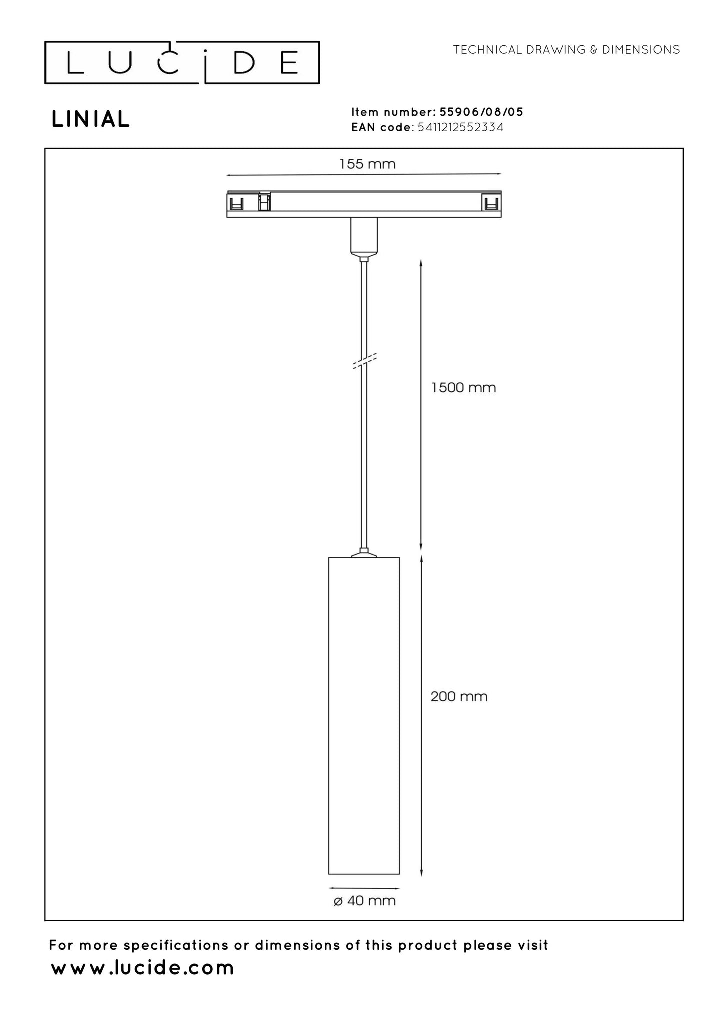 Lucide Premium LINIAL LUXUS pendant - 1-Circuit lighting system/ Smart Rail Lighting - Smart - 48V Track - 1xLED -Champagne