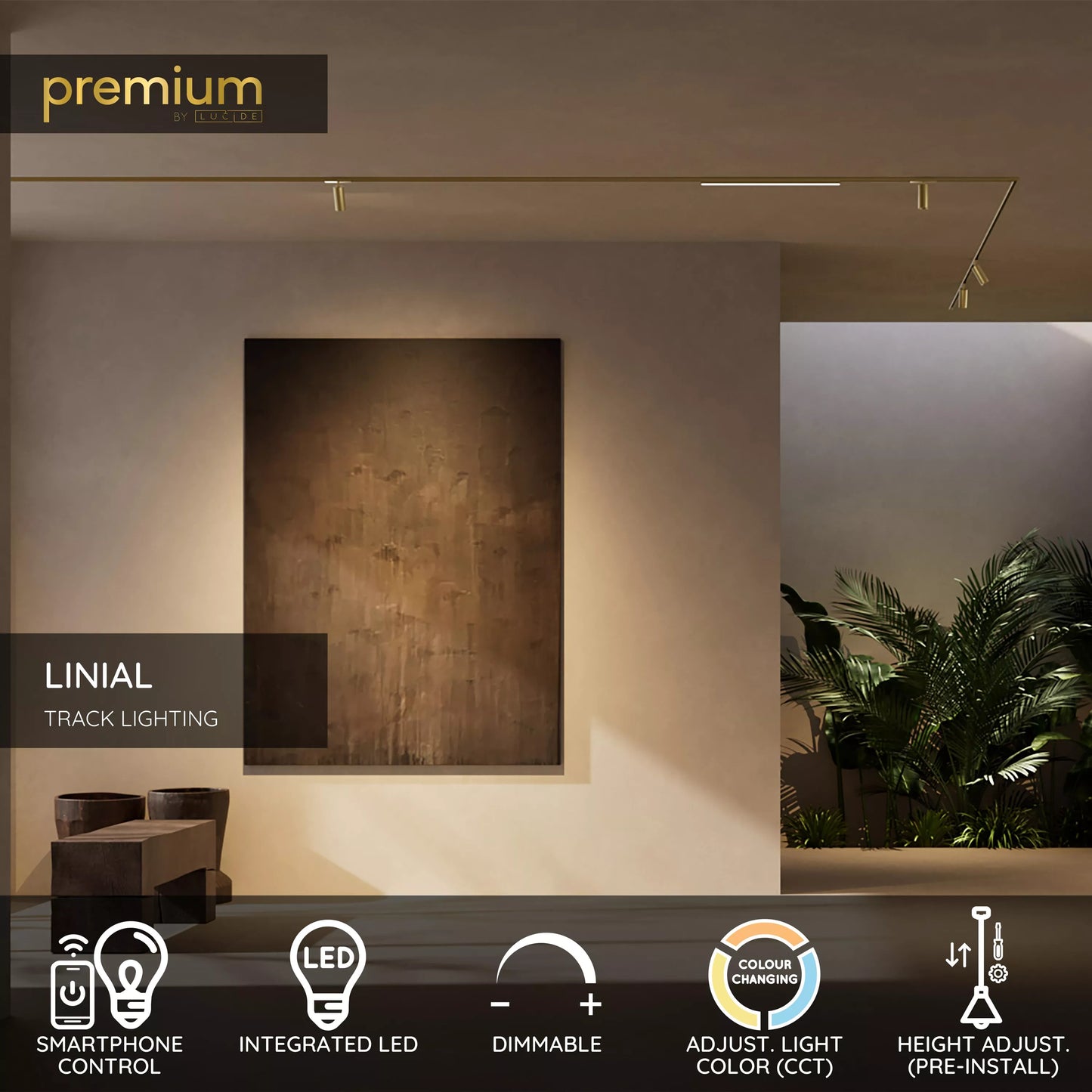 Lucide Premium LINIAL LUXUS pendant - 1-Circuit lighting system/ Smart Rail Lighting - Smart - 48V Track - 1xLED -Champagne