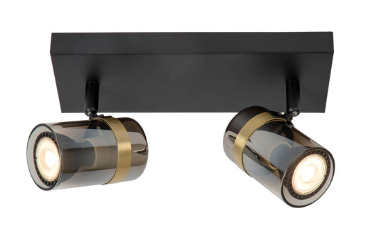 Lucide UPTON - Ceiling spotlight - 2xGU10 - Smoke Grey