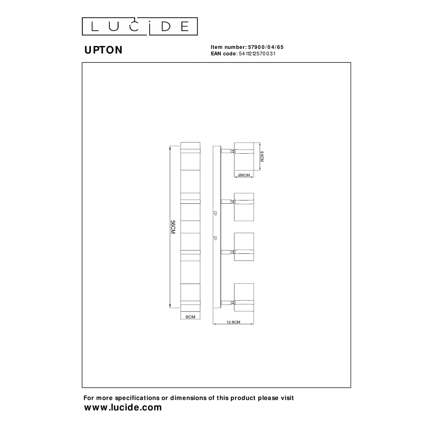 Lucide UPTON - Ceiling spotlight - 4xGU10 - Smoke Grey