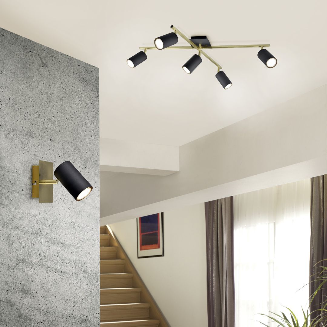 Marley  - Ceiling lamp - Black - Gold - Trio