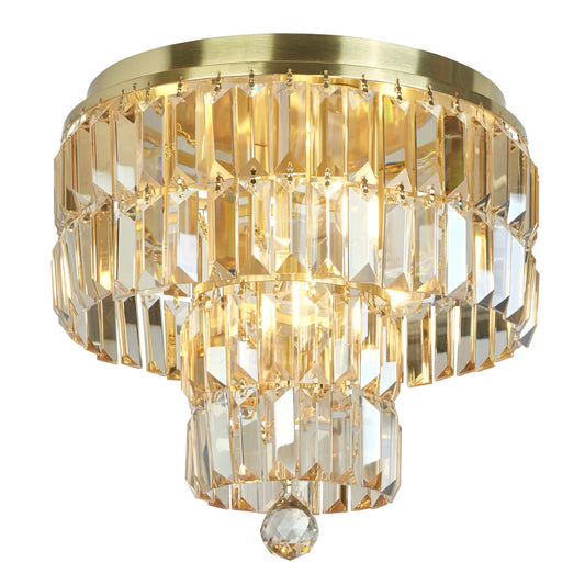 Empire 4Lt Flush - Satin Brass Metal & Champagne Crystal