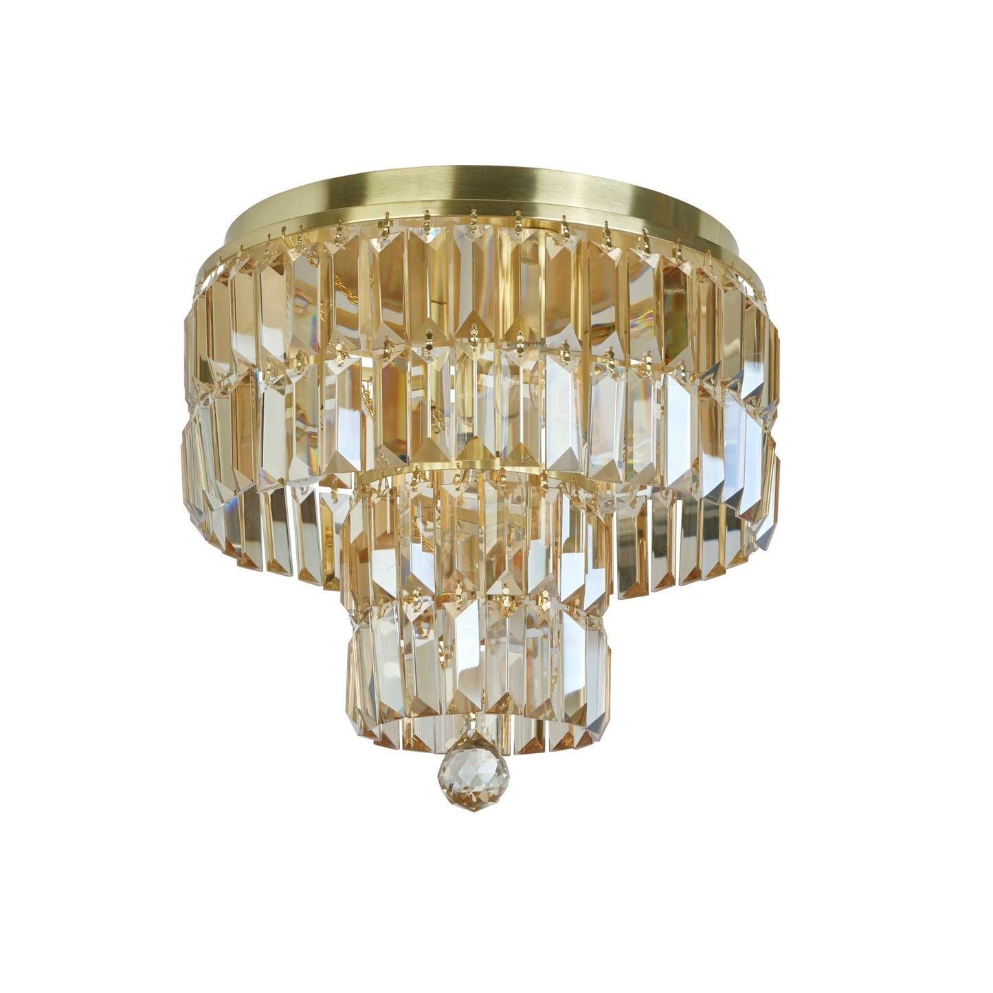 Empire 4Lt Flush - Satin Brass Metal & Champagne Crystal