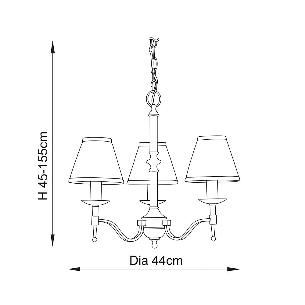 Stanford 3lt pendant & champagne shades