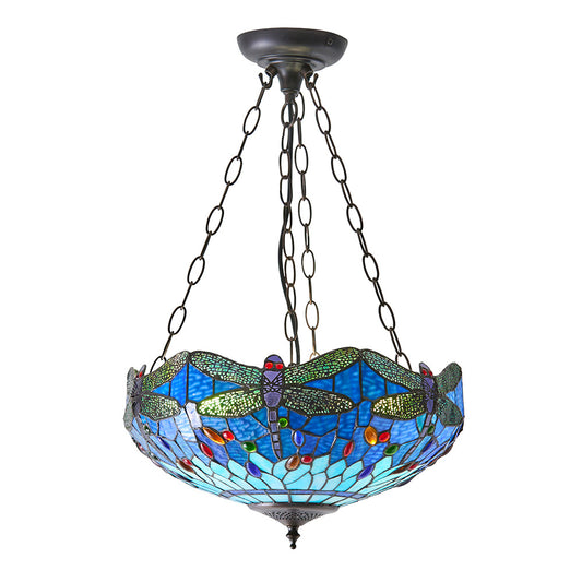 Dragonfly blue Medium inverted 3lt pendant