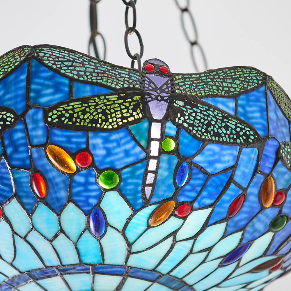 Dragonfly blue Medium inverted 3lt pendant