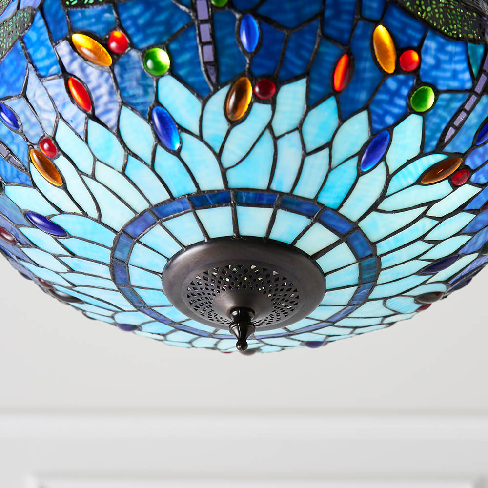 Dragonfly blue Medium inverted 3lt pendant