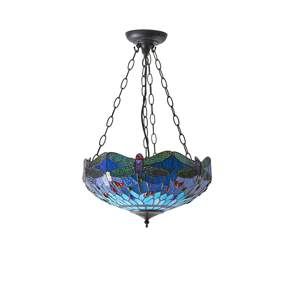 Dragonfly blue Medium inverted 3lt pendant