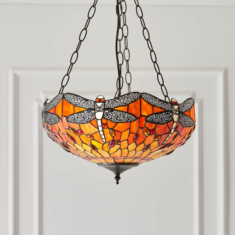 Dragonfly flame Medium inverted 3lt pendant