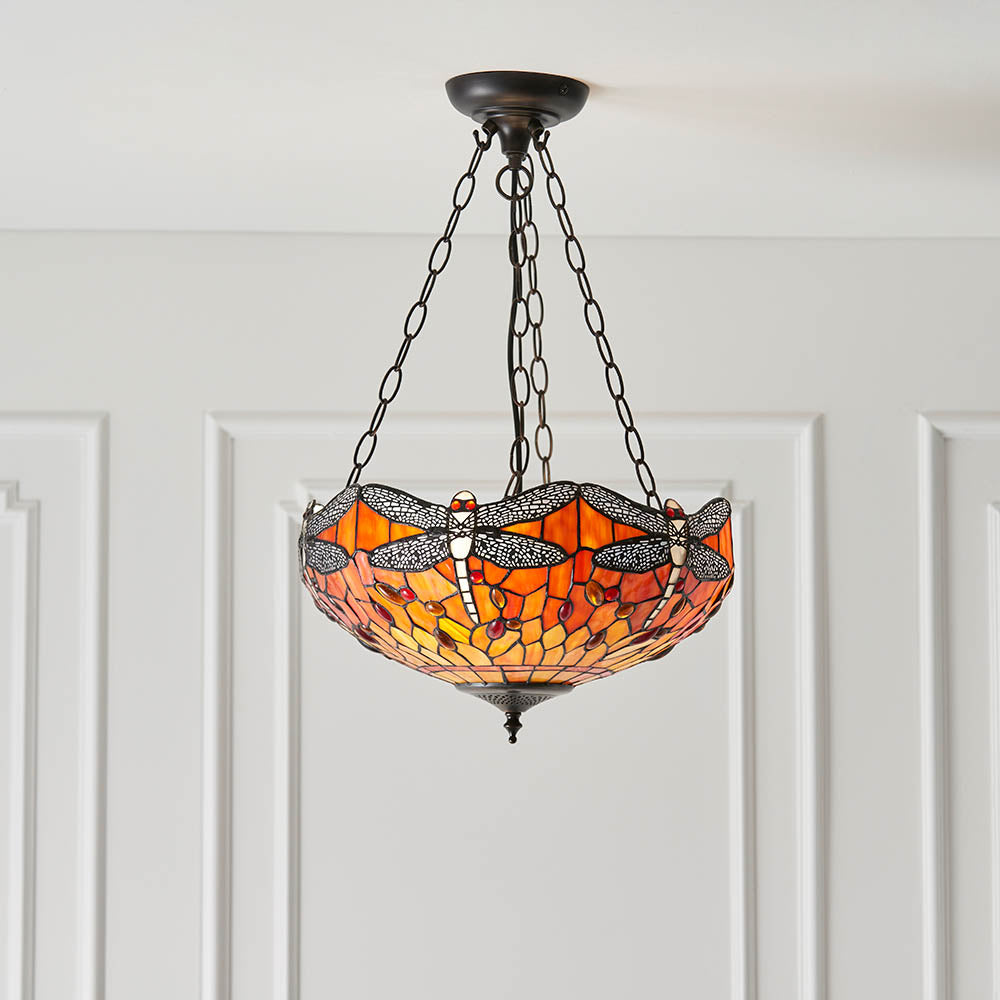 Dragonfly flame Medium inverted 3lt pendant