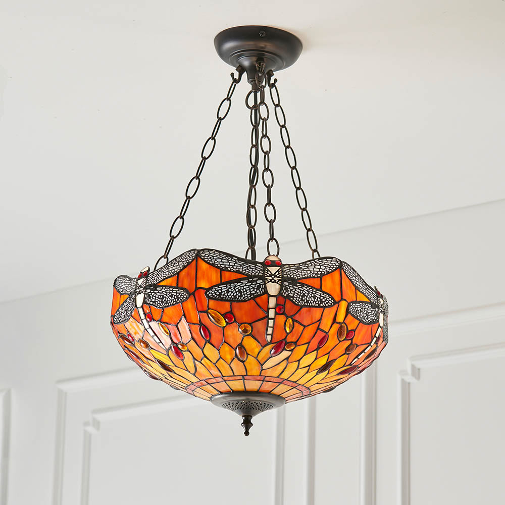 Dragonfly flame Medium inverted 3lt pendant