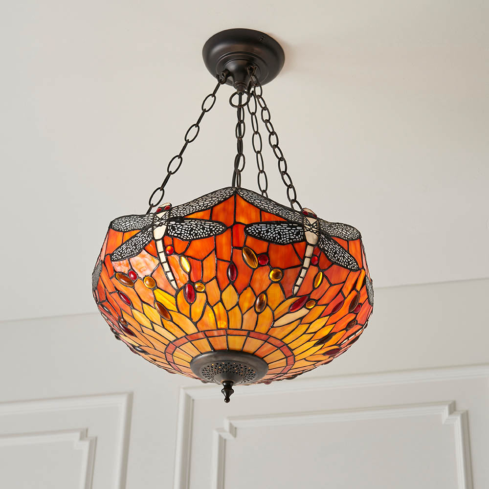 Dragonfly flame Medium inverted 3lt pendant