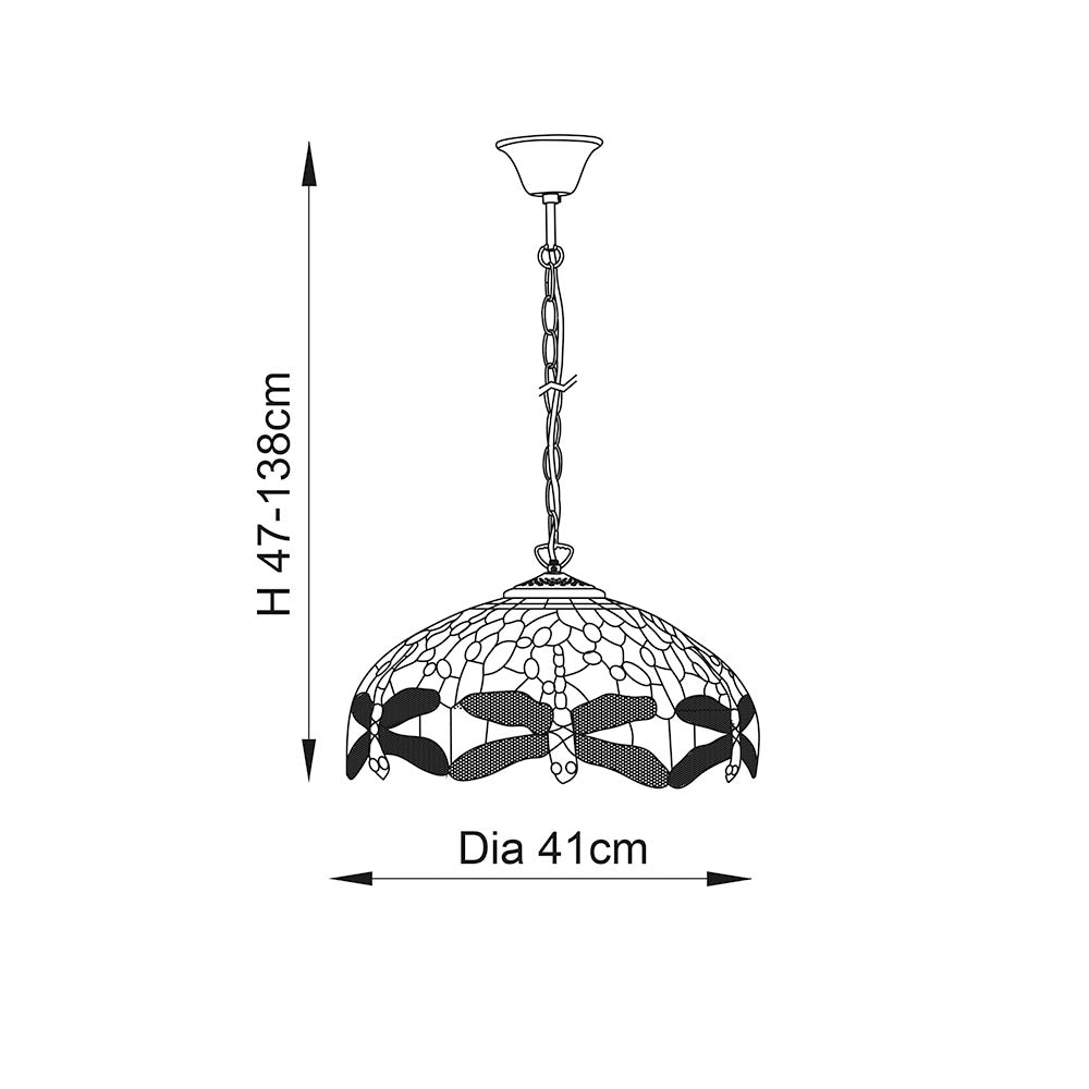 Dragonfly blue Medium 3lt pendant