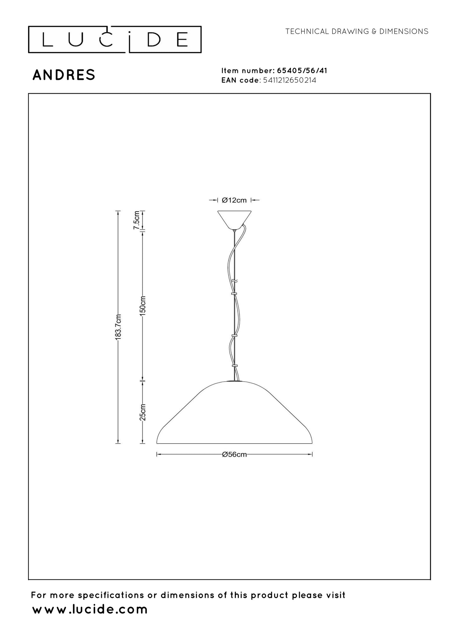 Lucide ANDRES - Pendant light - Ø 56 cm - 1xE27 - Taupe | Vibes