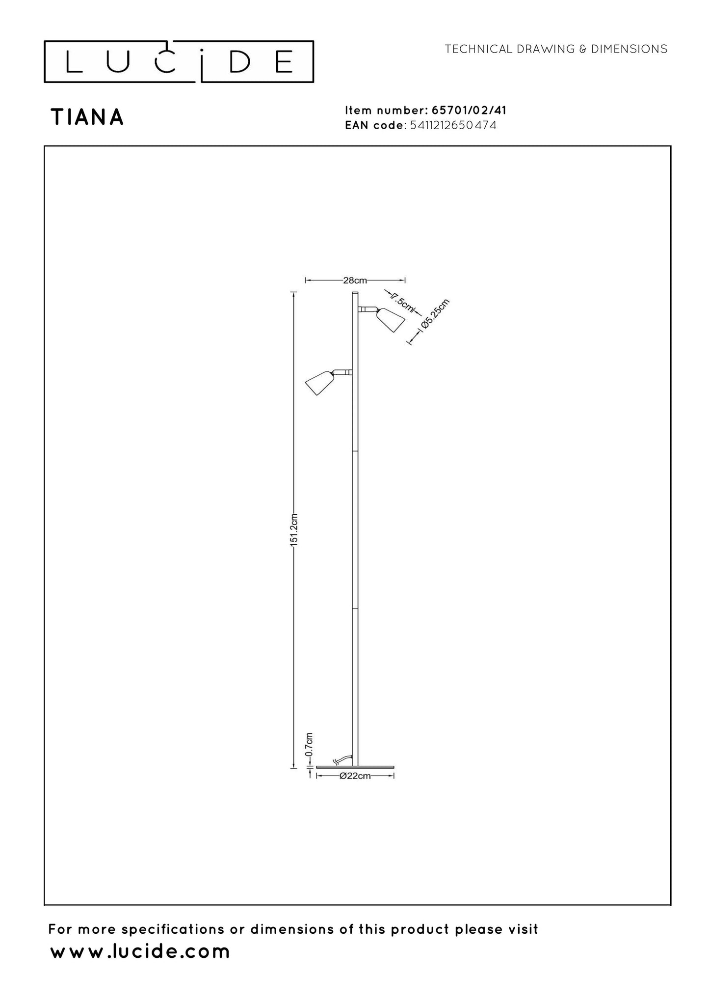 Lucide TIANA - Floor lamp - 2xGU10 - Taupe | Essential