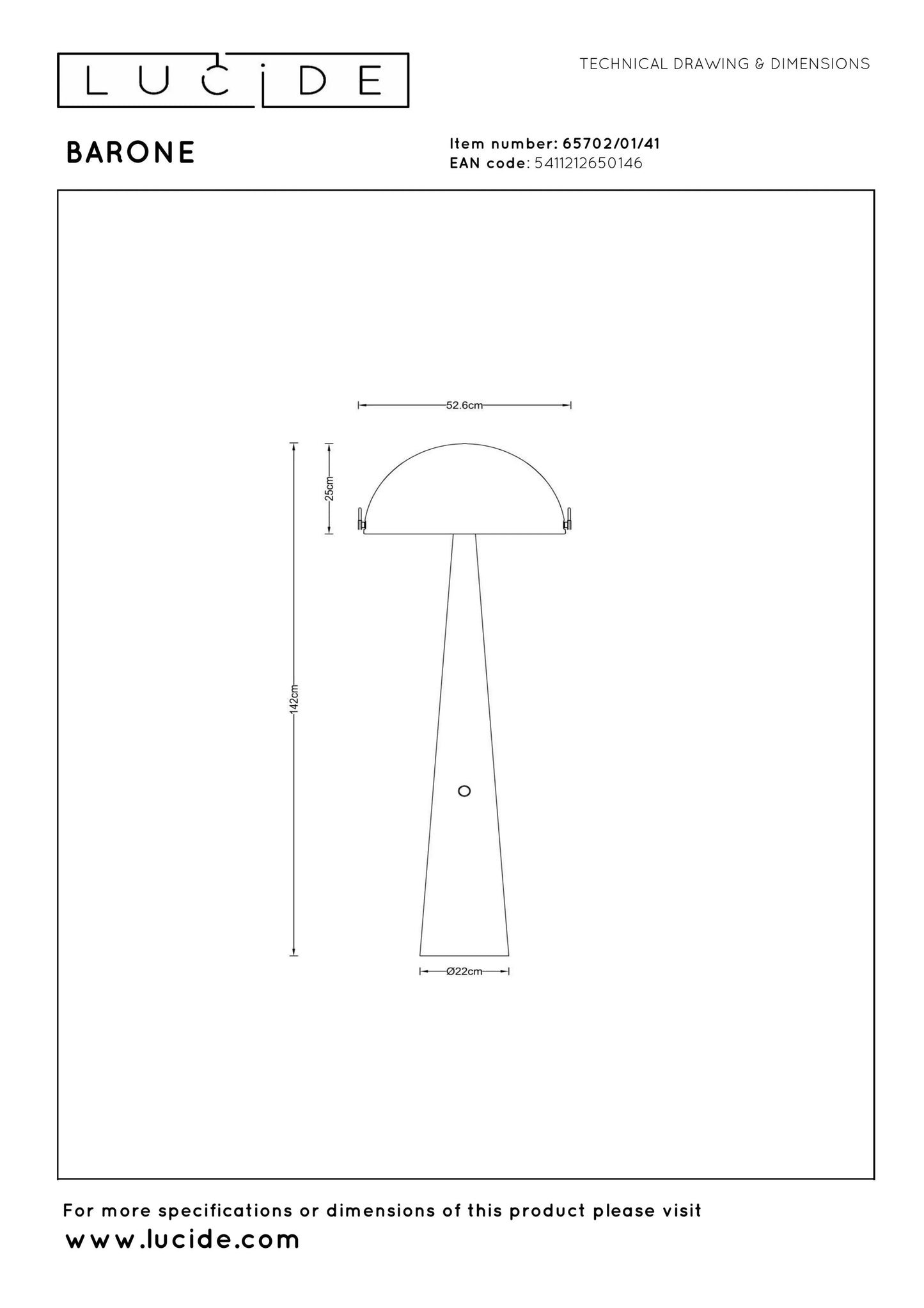 Lucide BARONE - Floor lamp - Ø 52,6 cm - 1xE27 - Taupe | Vibes