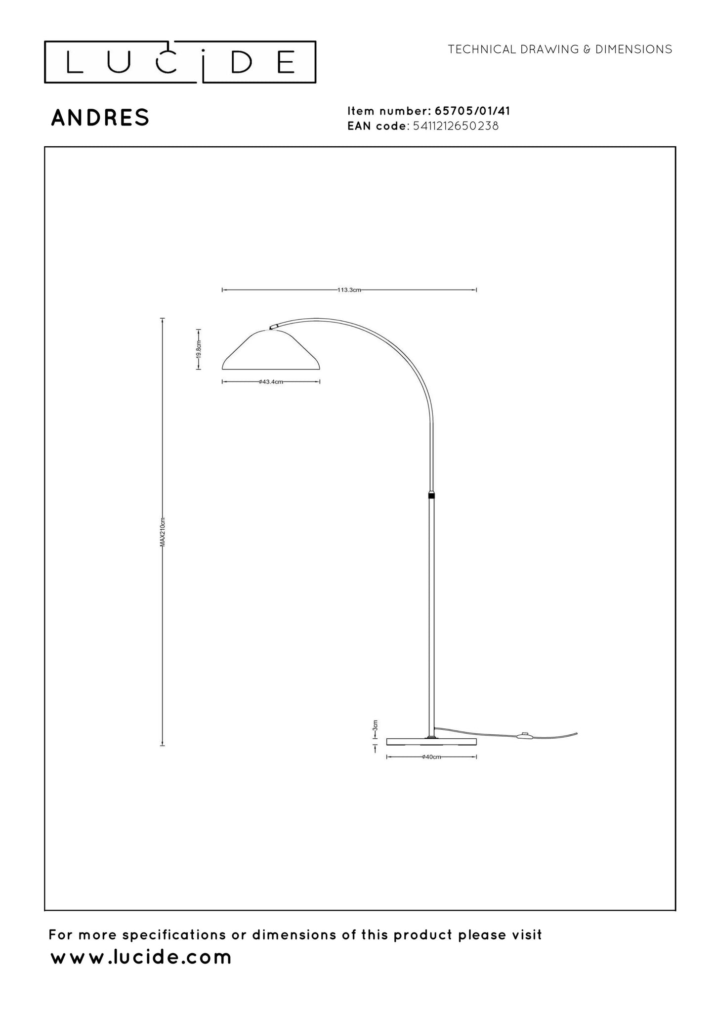 Lucide ANDRES - Floor lamp - 1xE27 - Taupe | Vibes