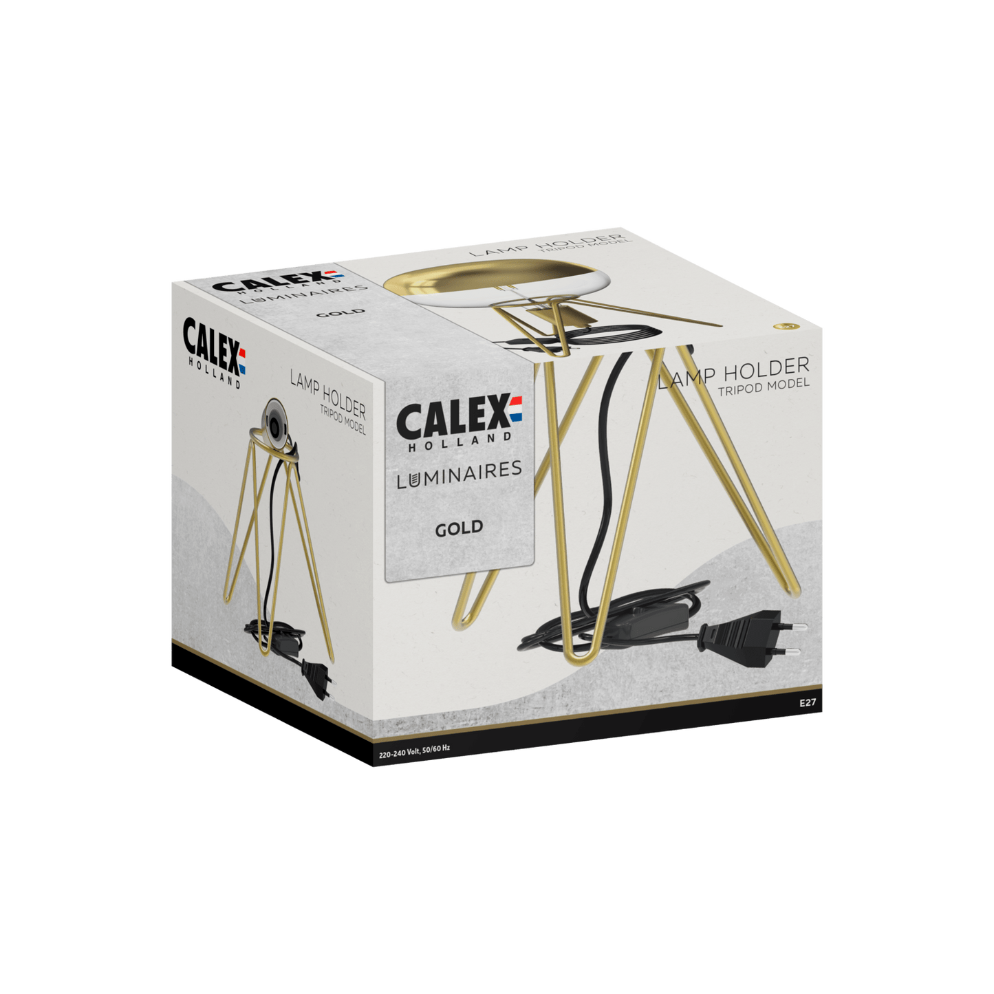 Calex Table Fixture Tripod - E27 - Gold