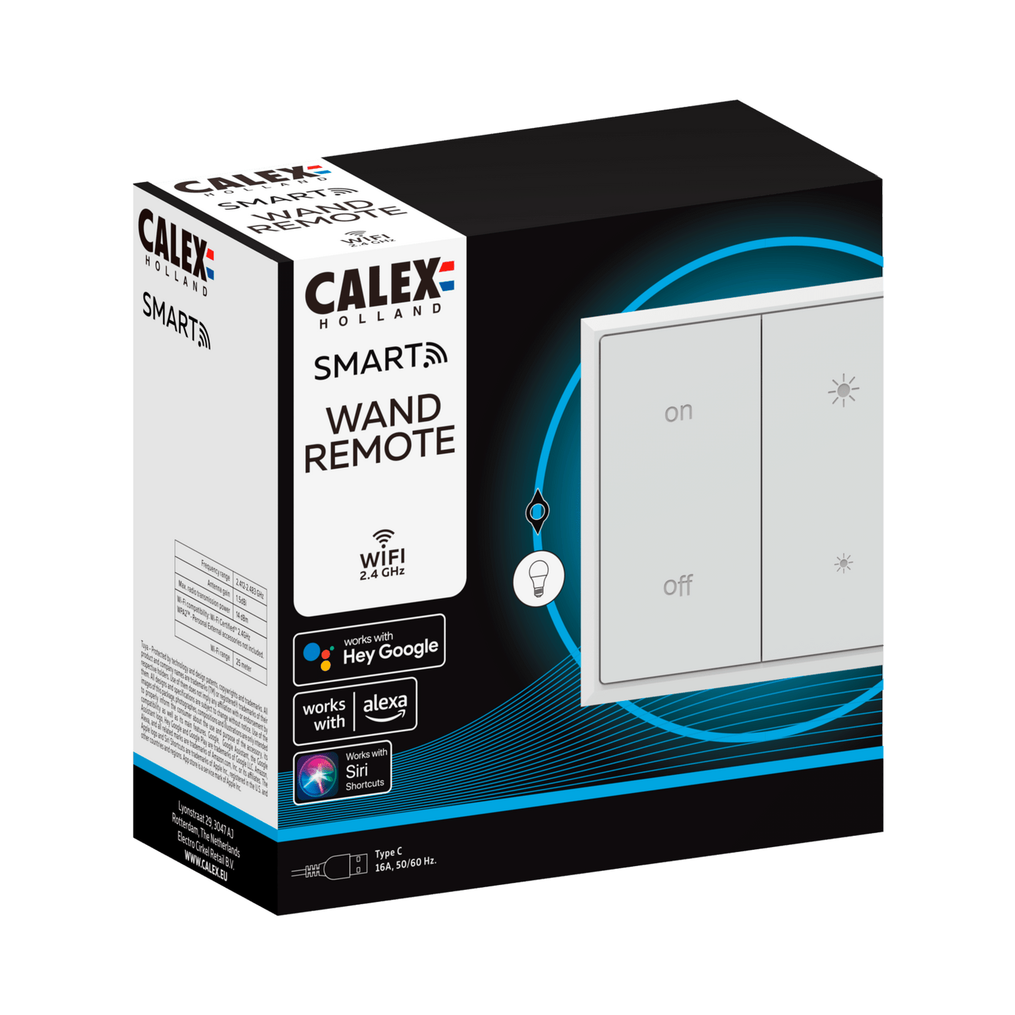 Calex Smart Wall Switch Wireless - Surface-mounted - Rechargeable