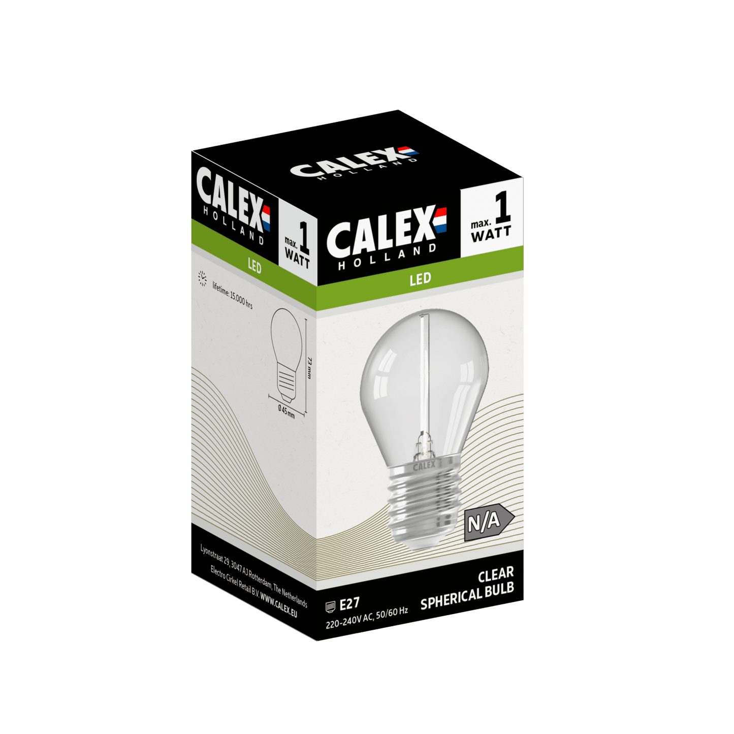 Calex Party Bulb - E27 - P45 - Clear - 1W