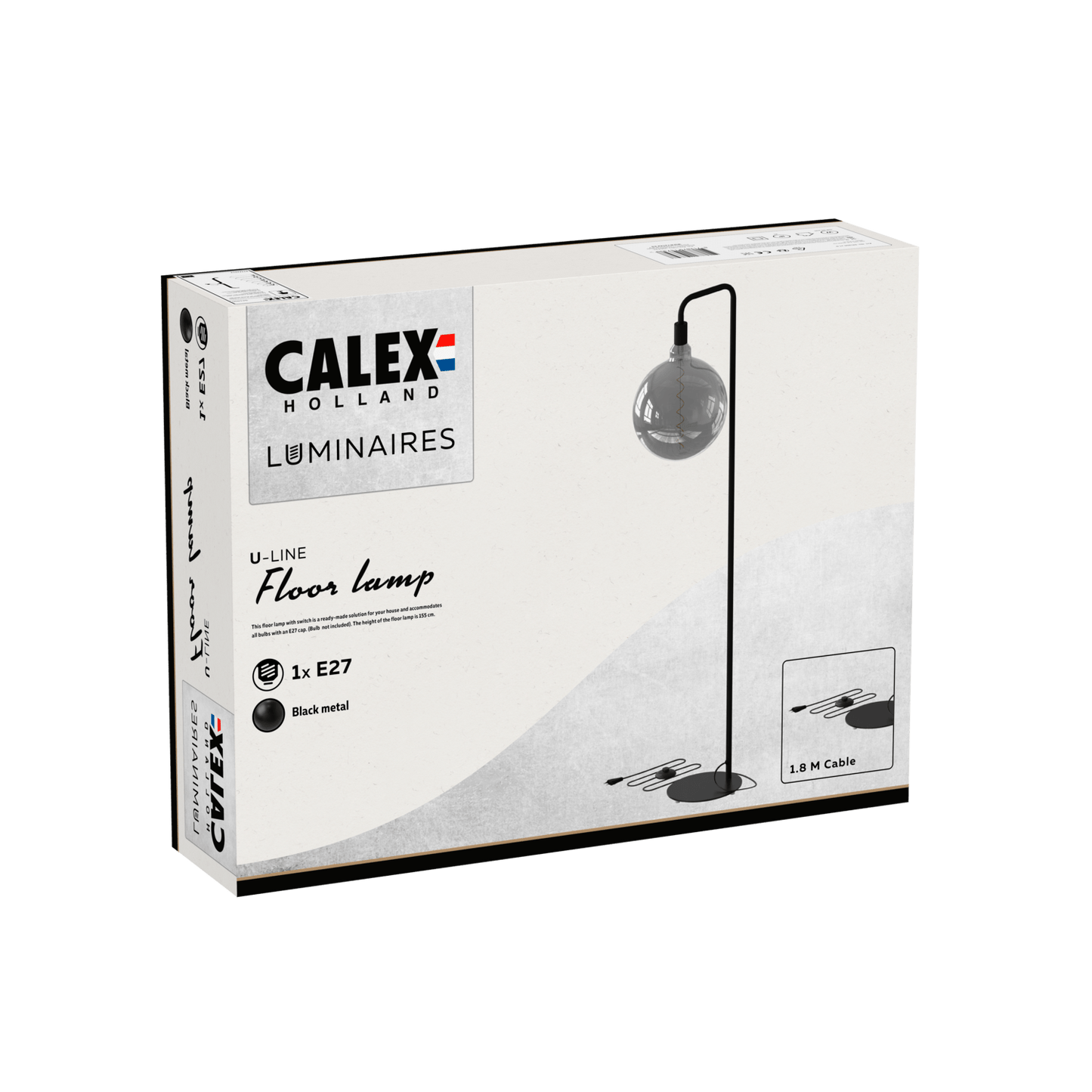 Calex U-Line Floor Lamp - E27 - Black