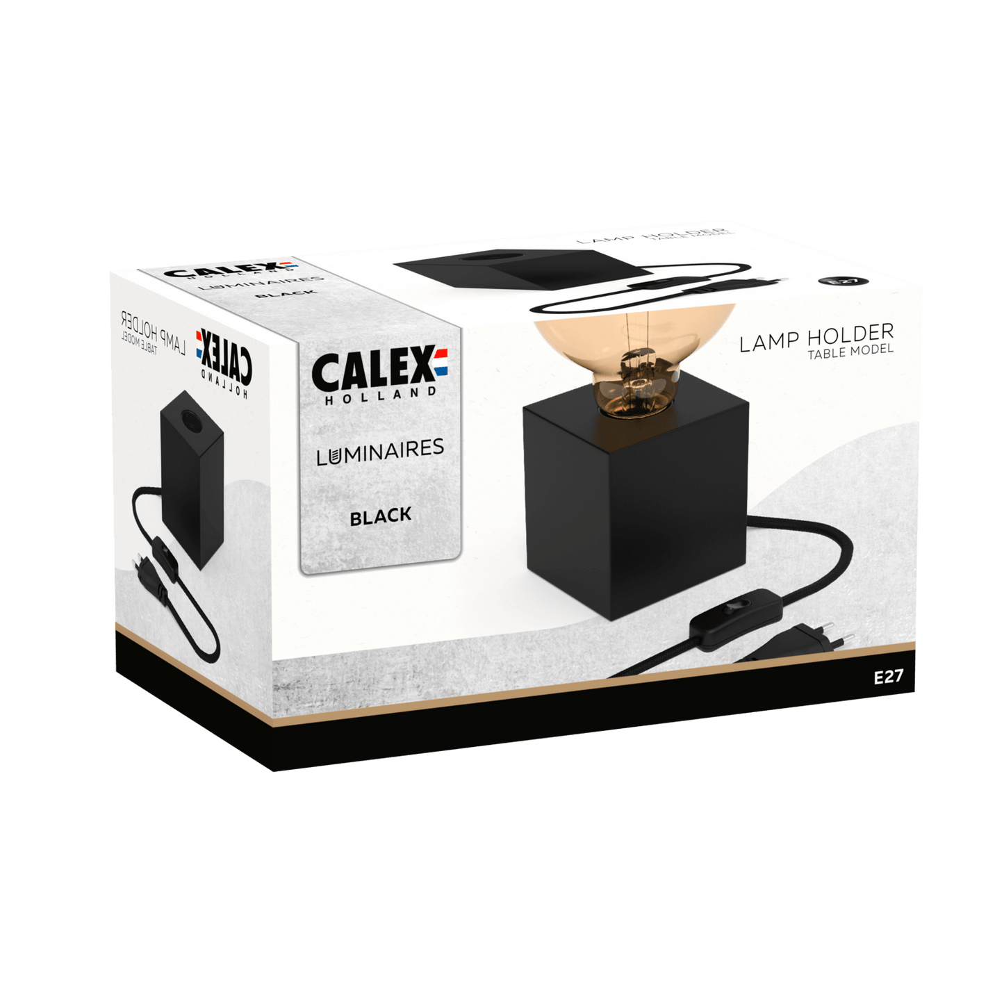 Calex Table Lamp Square - E27 - Black - Excl. light source