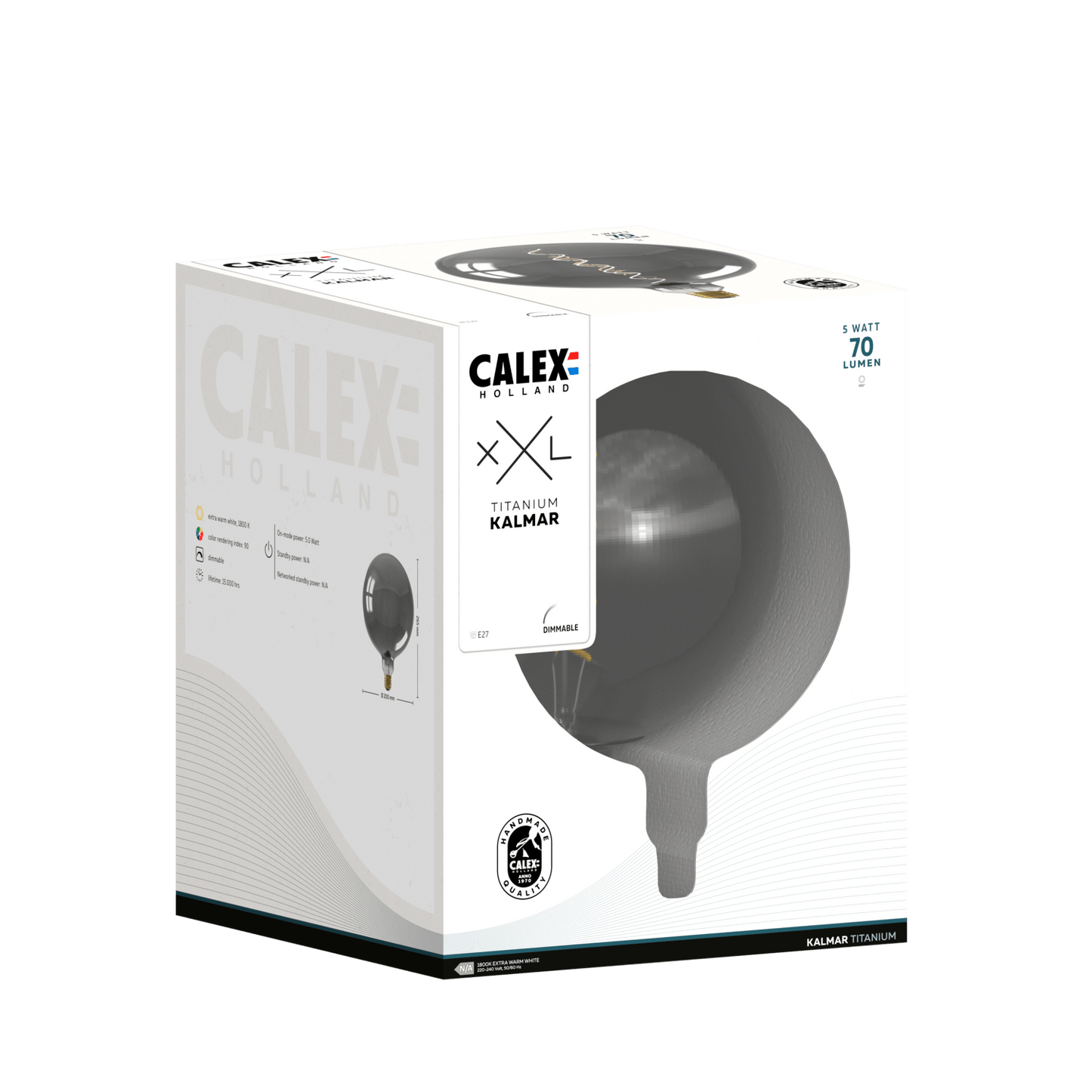 Calex Kalmar Bulb - E27 - Filament - Titanium - WarmWhite - 5W