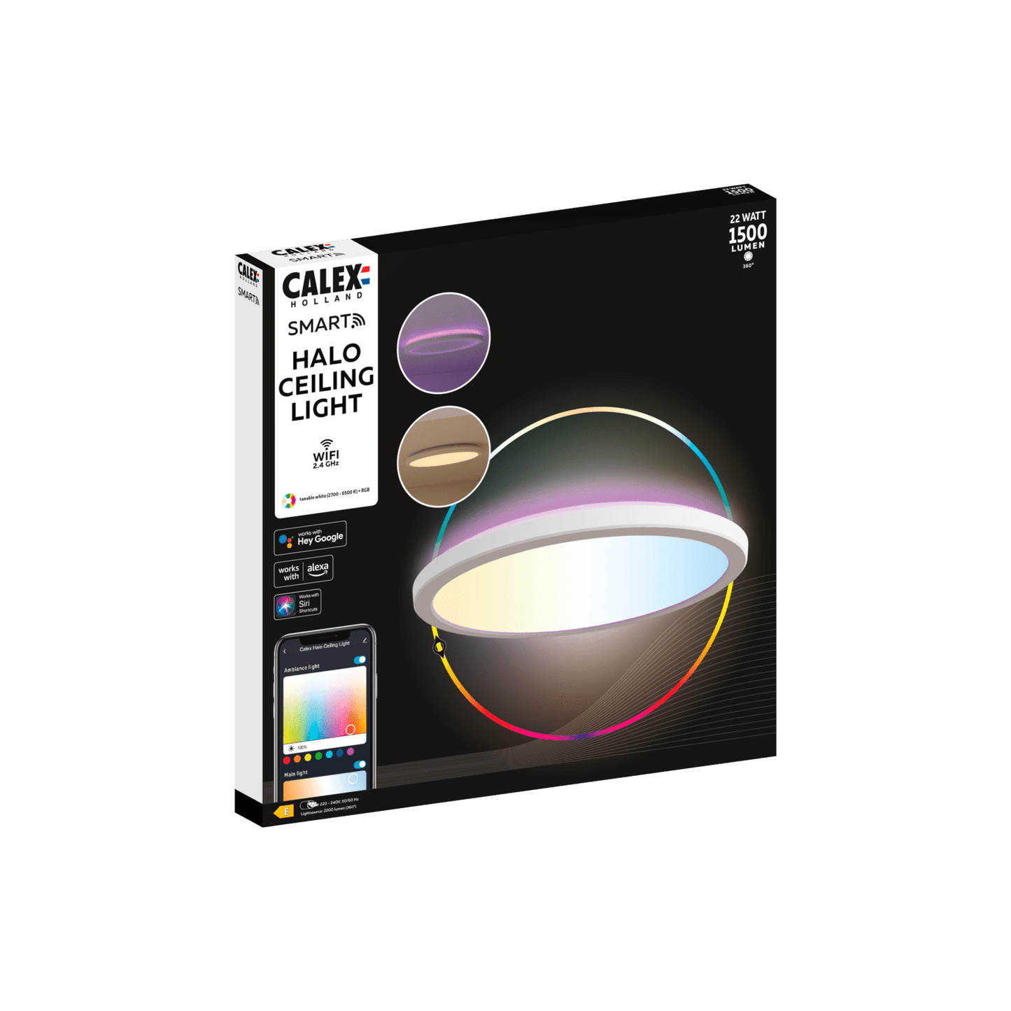 Calex Smart Halo LED Ceiling Lamp White - 30cm - RGB+Warm White - 22W