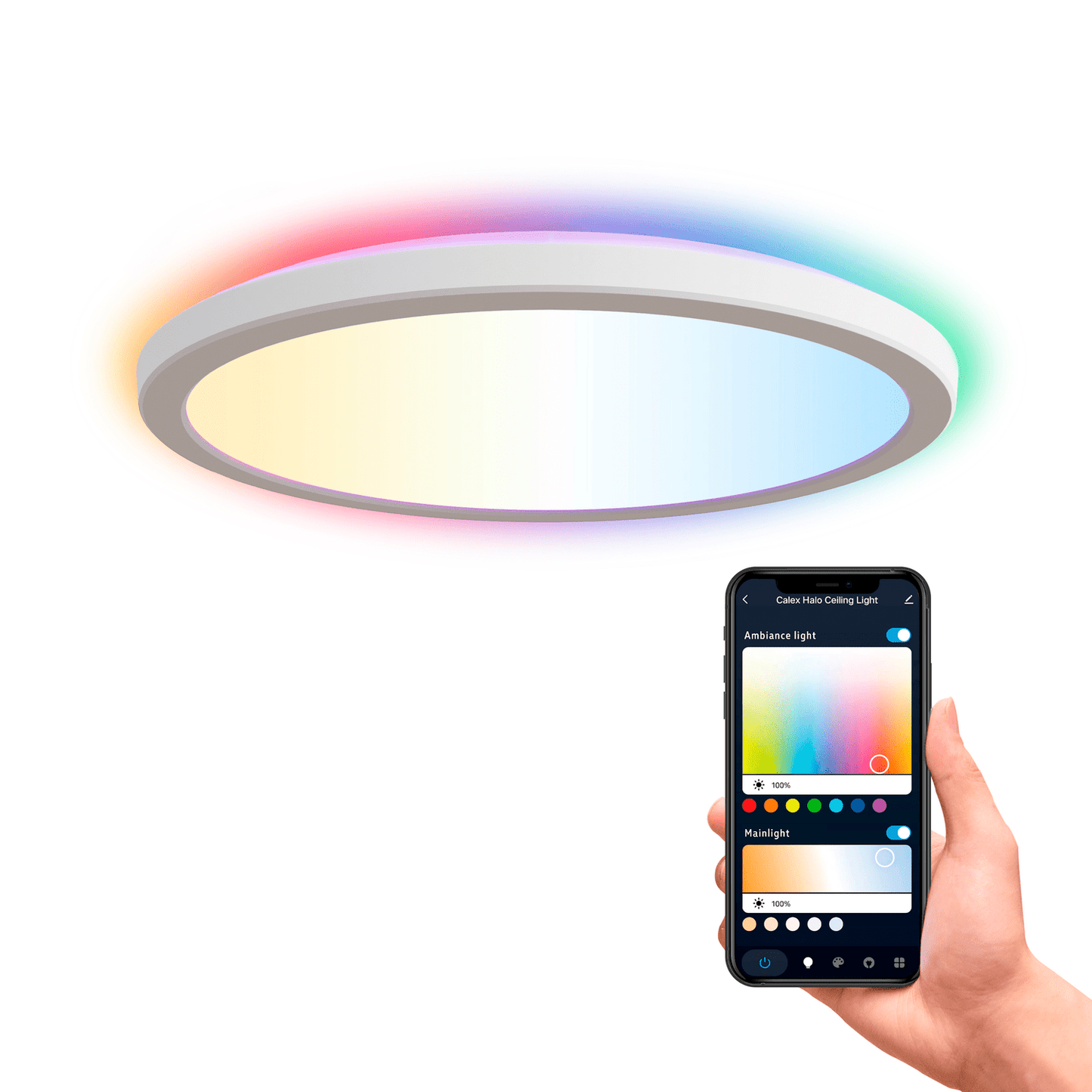 Calex Smart Halo LED Ceiling Lamp White - 30cm - RGB+Warm White - 22W