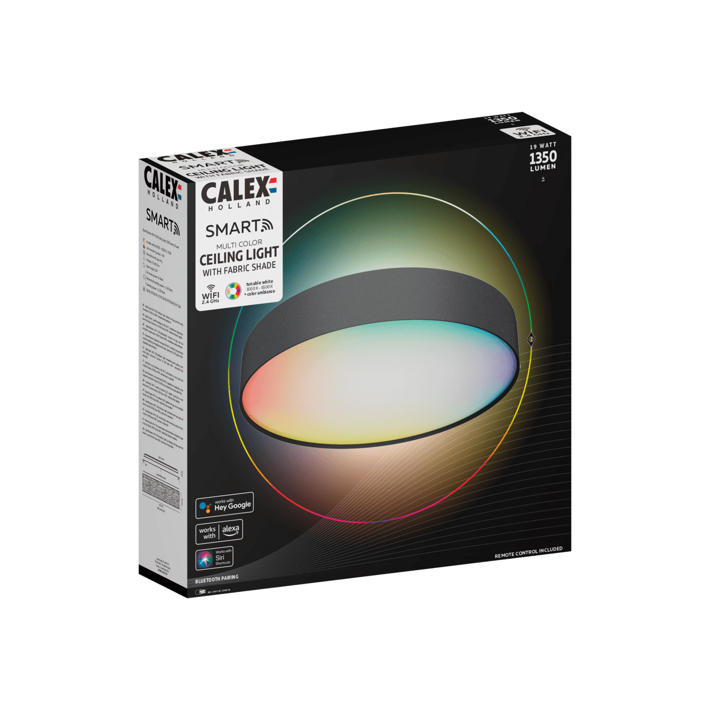 Calex Smart Ceiling Lamp 40cm - RGB+Warm White - Black