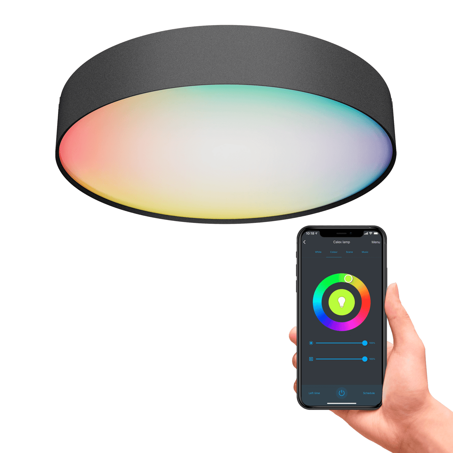 Calex Smart Ceiling Lamp 40cm - RGB+Warm White - Black