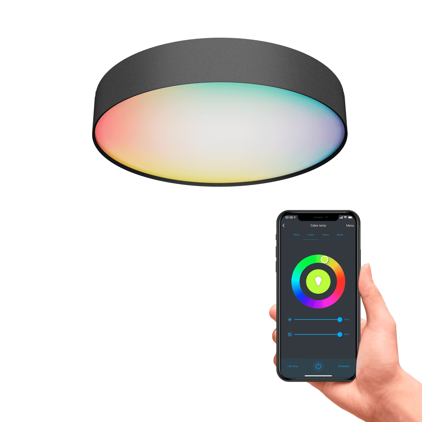 Calex Smart Ceiling Lamp 30cm - RGB+Warm White - Black