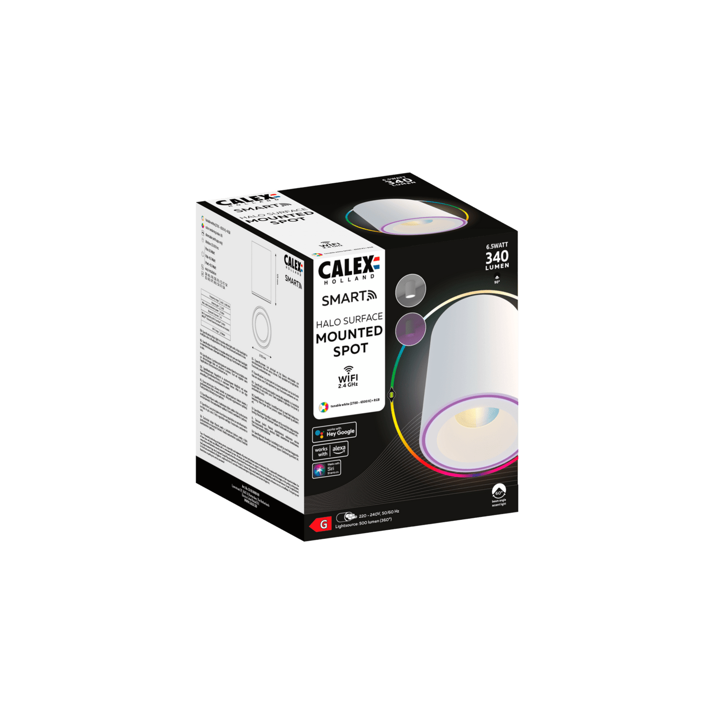 Calex Smart Halo LED Surface Spotlight - White - RGB and Warm White