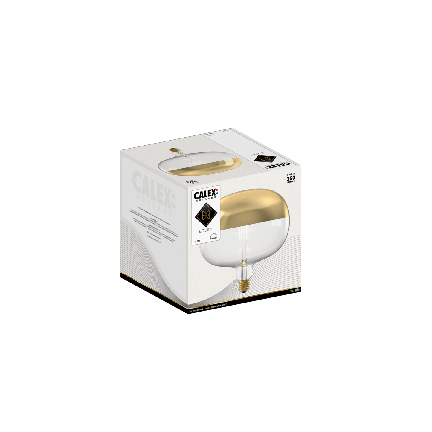 Calex Top mirror Bulb - E27 - Filament - Boden - Gold -WarmWhite- 6W