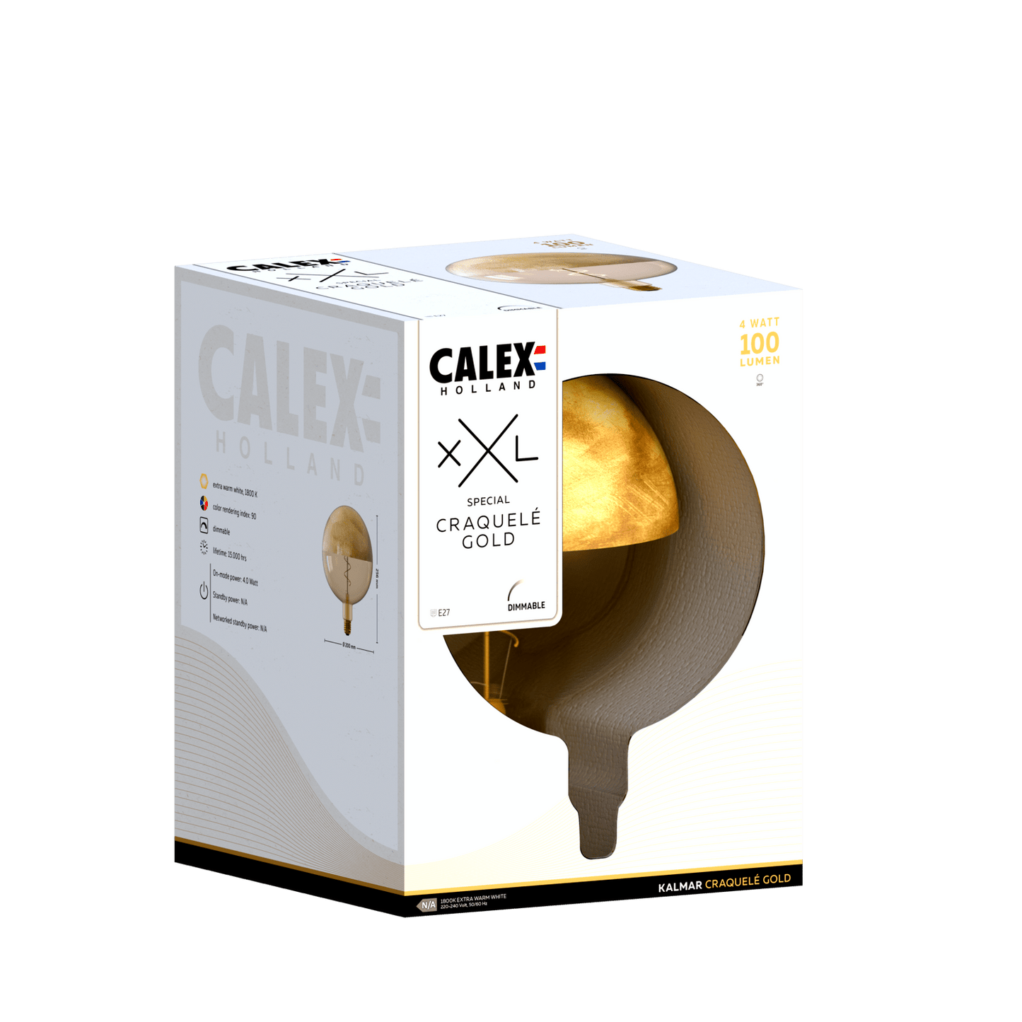 Calex Top mirror Bulb - E27 - Filament - Kalmar - Gold -WarmWhite- 4W
