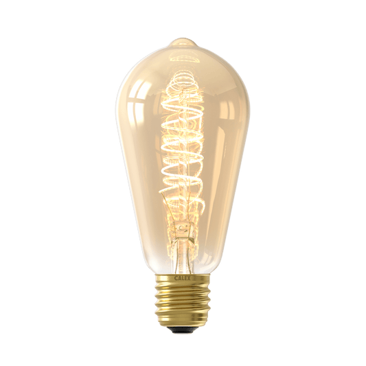 Calex Spiral Filament LED Lamp - E27 - ST64 - Gold - 3.8W - Dimmable