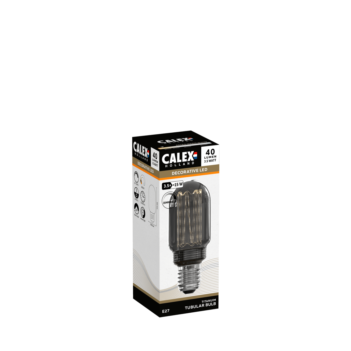 Calex Crown LED Bulb - E27 - T45 - Titanium - 3.5W - Dimmable