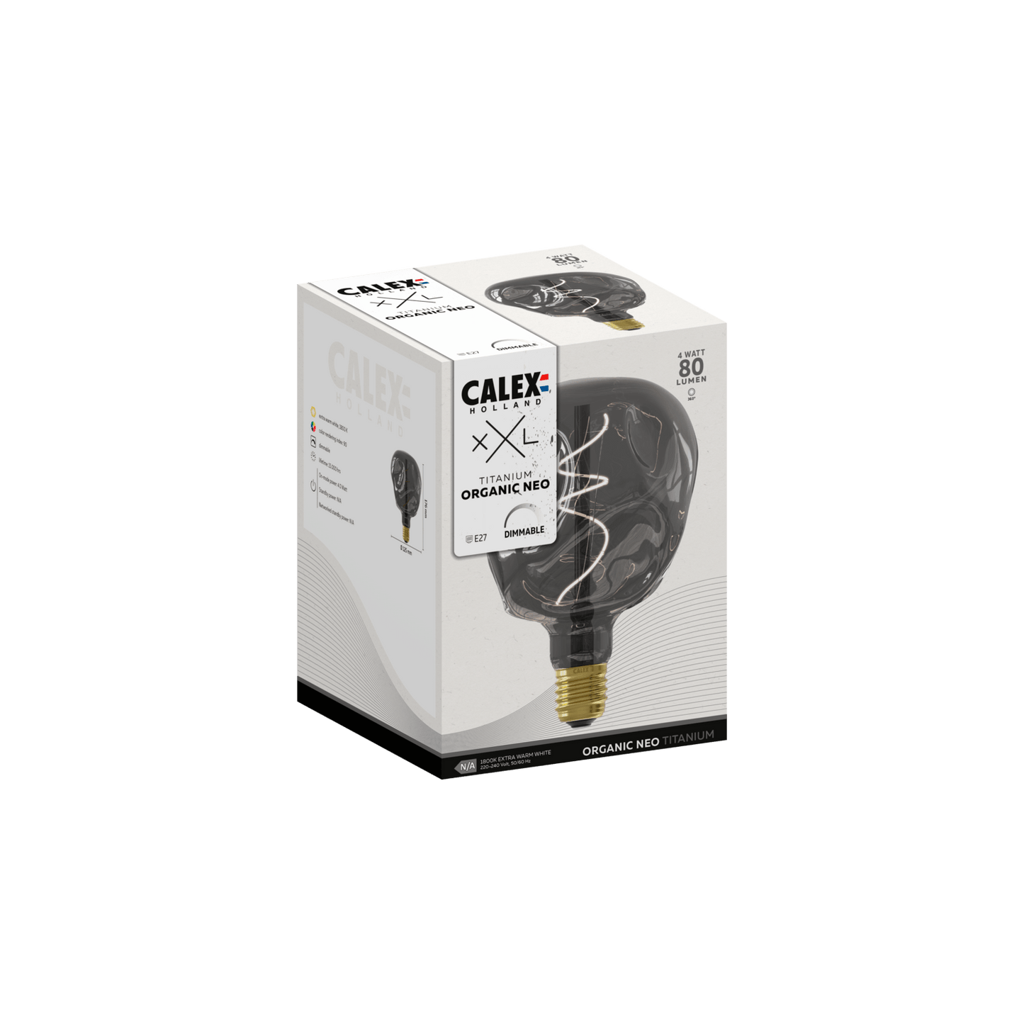 Calex XXL Organic NEO LED Bulb Titanium - E27 - 4W - Dimmable