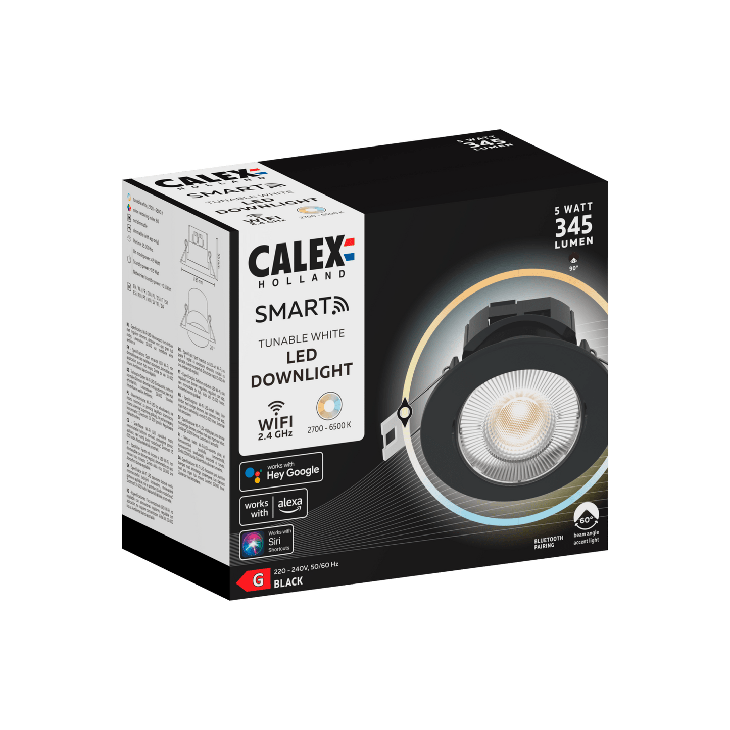 Calex Smart LED Recessed Spot - Warm White - Black