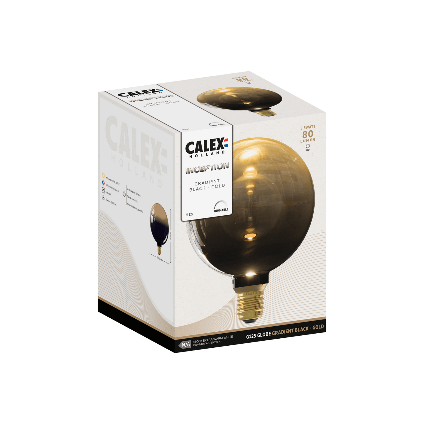 Calex Inception Bulb - E27 - G125 - Gradient Black/Gold - 3.5W