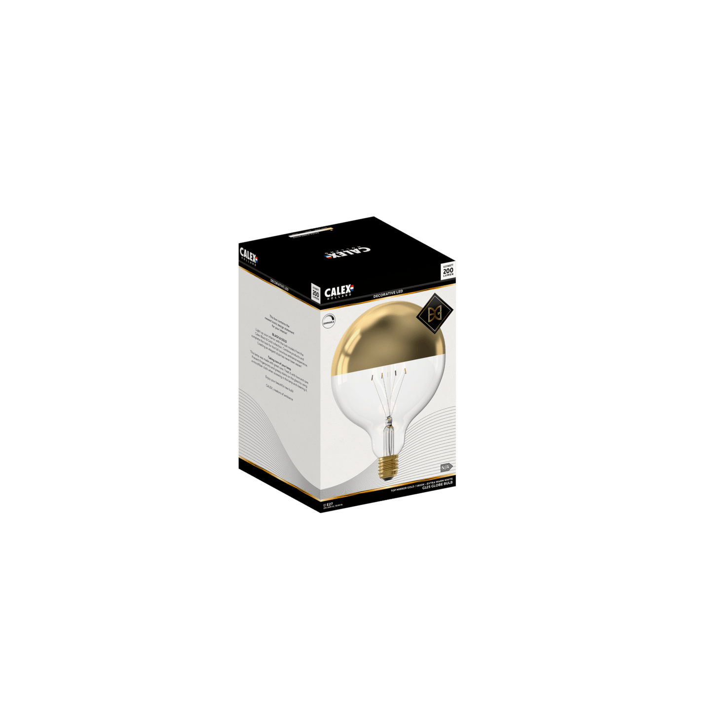 Calex Top mirror Bulb - E27 - Filament - G125 - Gold - Warm White - 4W
