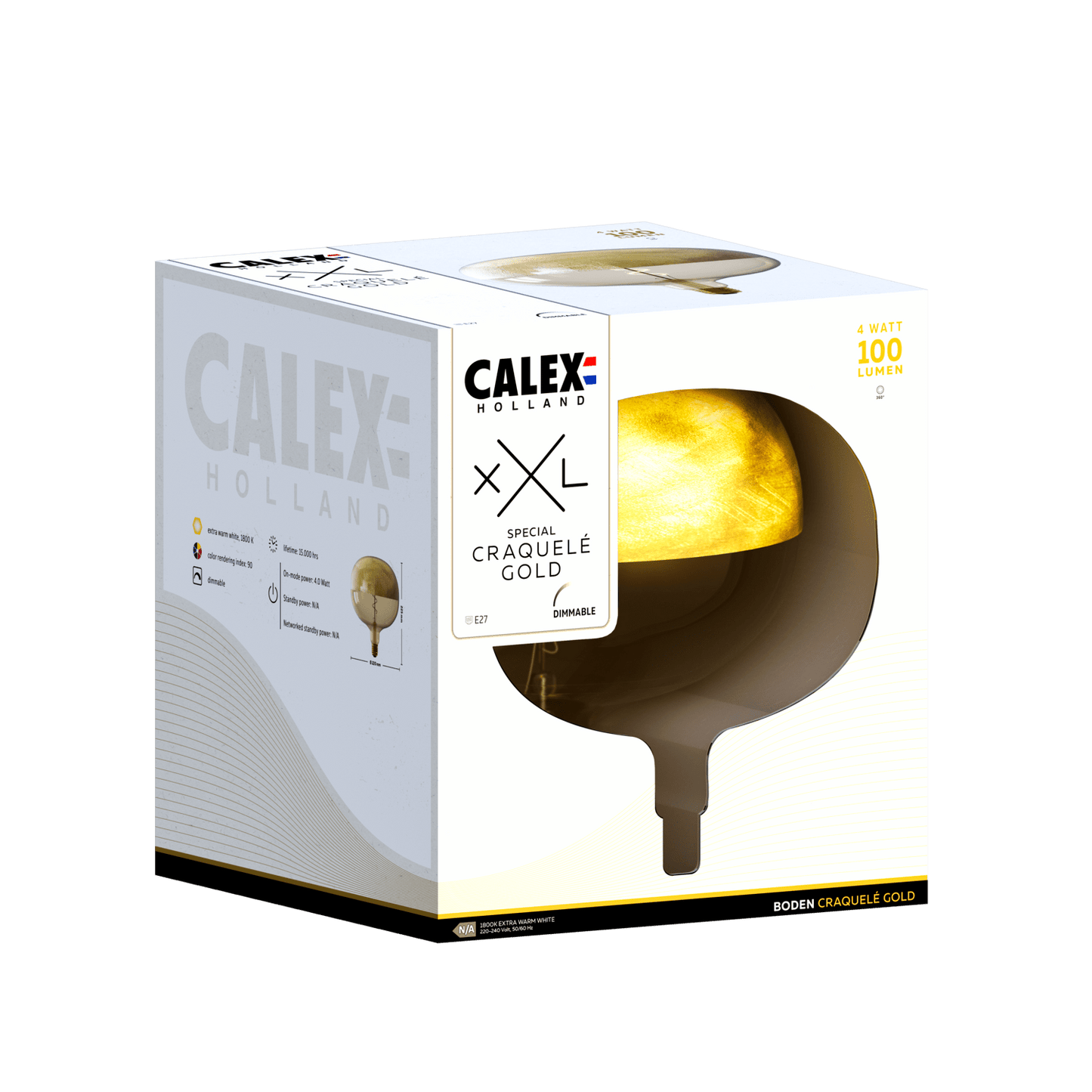 Calex Top mirror Bulb - E27 - Filament - Boden - Gold -WarmWhite- 4W