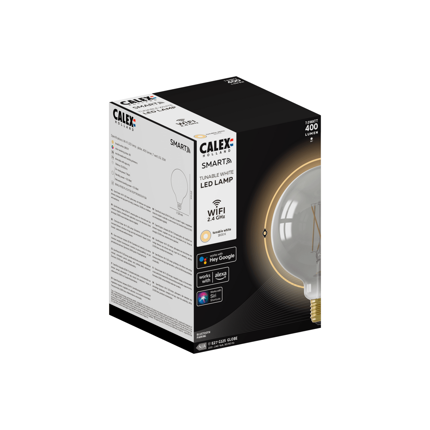 Calex Smart LED Bulb - E27 - Filament - G125 - Titanium - WarmWhite-7W