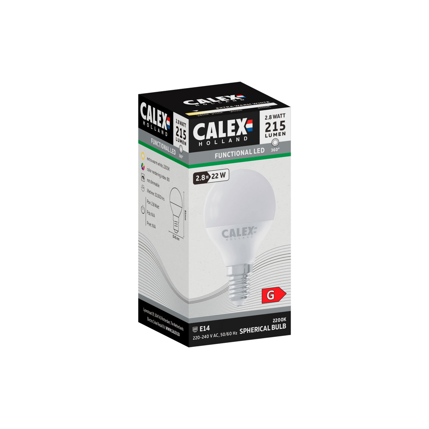 Calex SMD LED Lamp - E14 - P45 - White - 2.8W