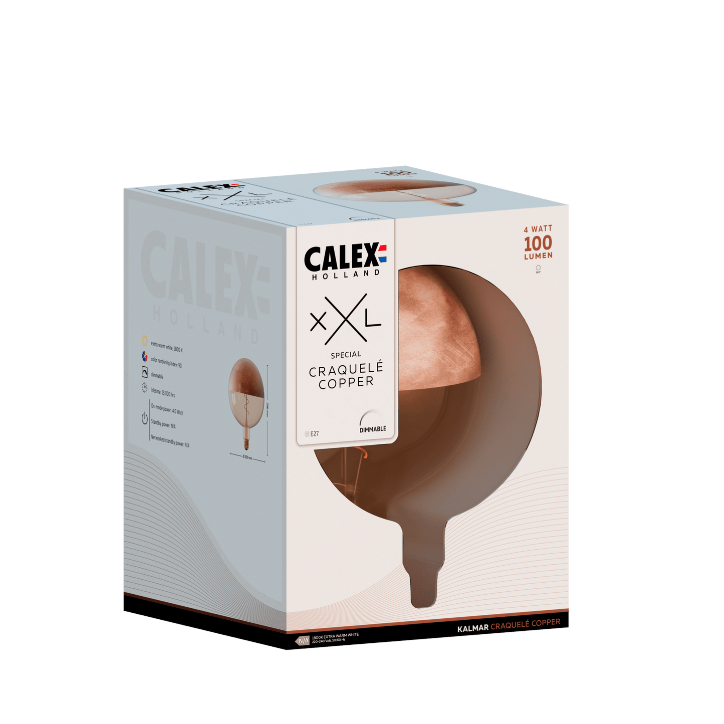 Calex Top mirror Bulb - E27 - Filament - Kalmar - Copper-WarmWhite- 4W