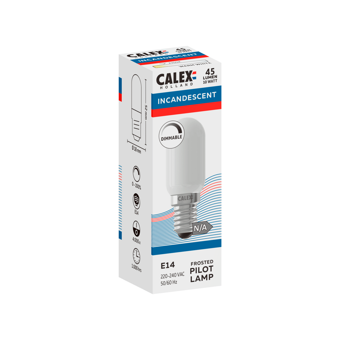 Calex Incandescent Bulb - E14 - T18 - White - 10W